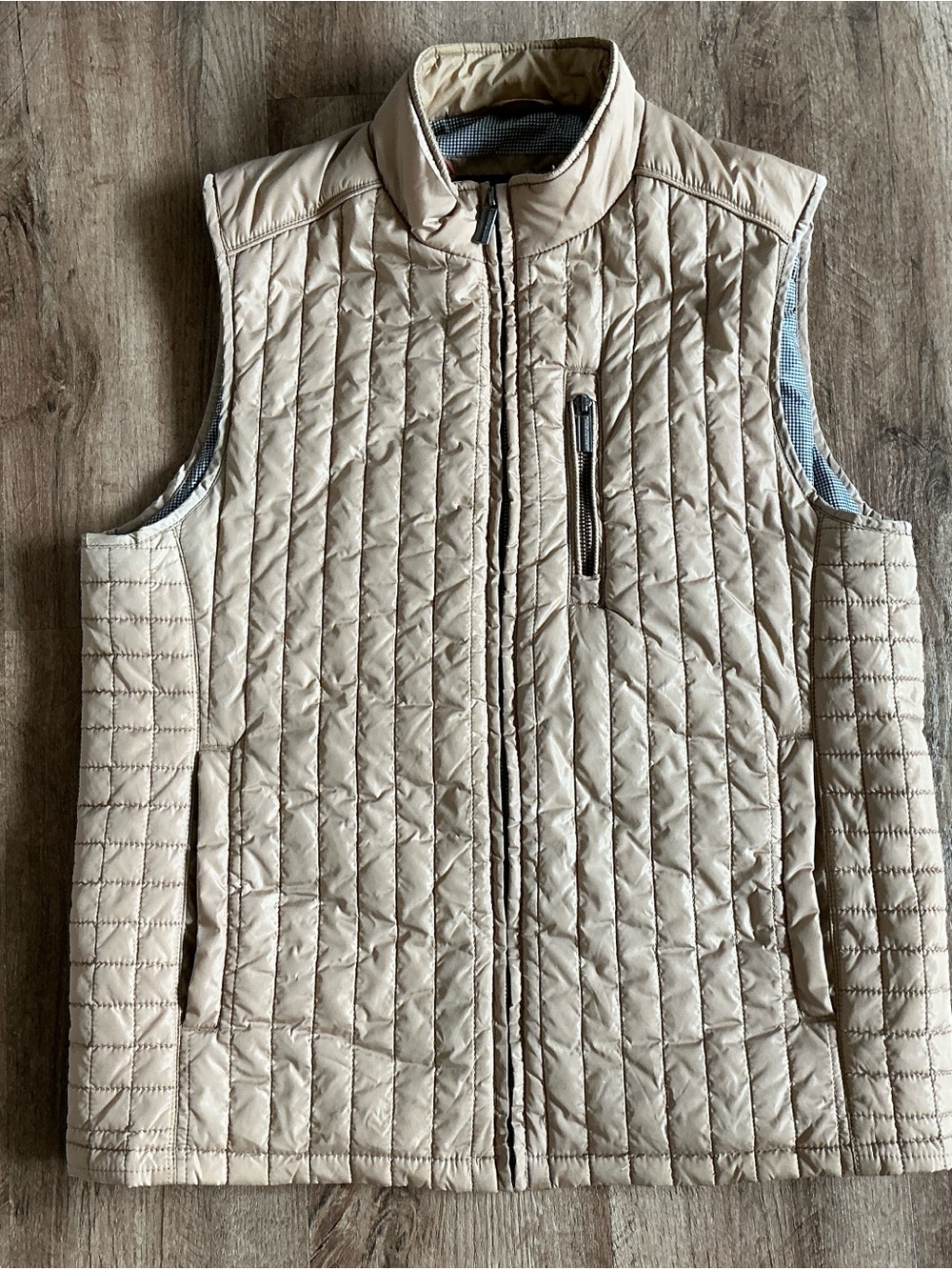 Johnston & Murphy Vest Men's Size Medium Tan Quilted Outerwear Casual Classic